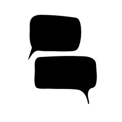 Two bold black speech bubbles symbolizing communication and dialogue on a clean white background Vector, illustration