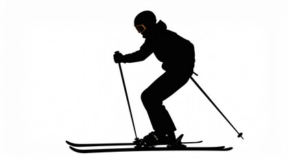 Fototapeta premium Ski Athlete Black Silhouette Dynamic Winter Action