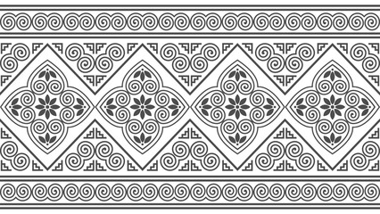 Seamless, traditional Hmong tribal pattern, featuring geometric designs and cultural ornaments. Ideal for fashion fabrics, gift wrapping paper, stationery, and decorative surfaces.