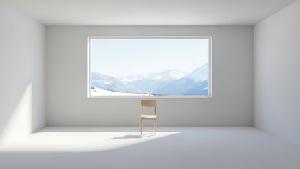 Empty room with window and single chair