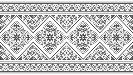 Seamless, traditional Hmong tribal pattern, featuring geometric designs and cultural ornaments. Ideal for fashion fabrics, gift wrapping paper, stationery, and decorative surfaces.