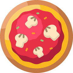 Mushroom Pizza Flat Icon