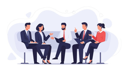 Diverse Business Team Meeting Discussing Ideas in a Modern Office