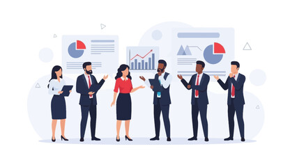 Diverse Business Team Discussing Financial Charts and Data Analysis