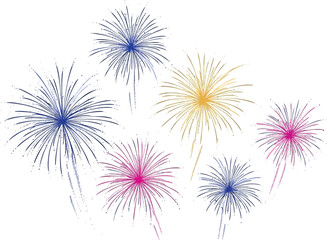 Fototapeta premium Assortment of colorful line art fireworks
