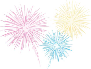 Obraz premium Soft Pastel Fireworks - Pink, Yellow, Blue - Vector