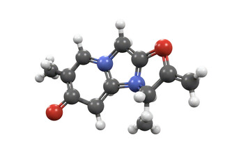 3D molecular structure model of organic compound isolated on transparent background