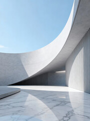 Fototapeta premium Modern streamlined architecture and smooth marble flooring 