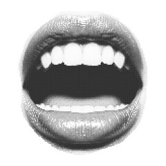 Halftone smiling face icon