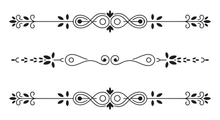 Obraz premium Set of three modern abstract dividers with floral elements for graphic design projects on white background