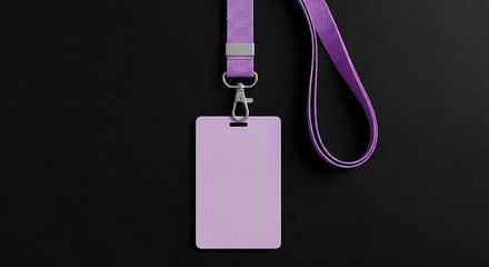 Purple ID Card Lanyard with Blank Badge.