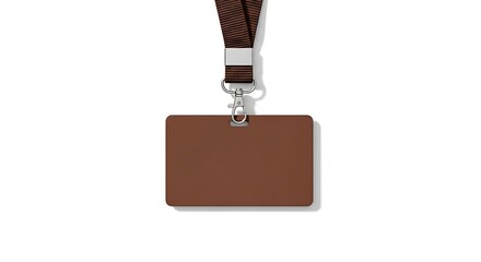 Brown ID Card Holder with Lanyard.
