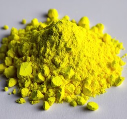 Bright yellow pile of powder and granular material