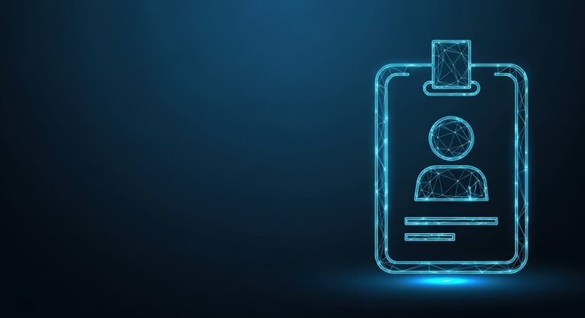 Abstract digital document icon on a dark blue futuristic background