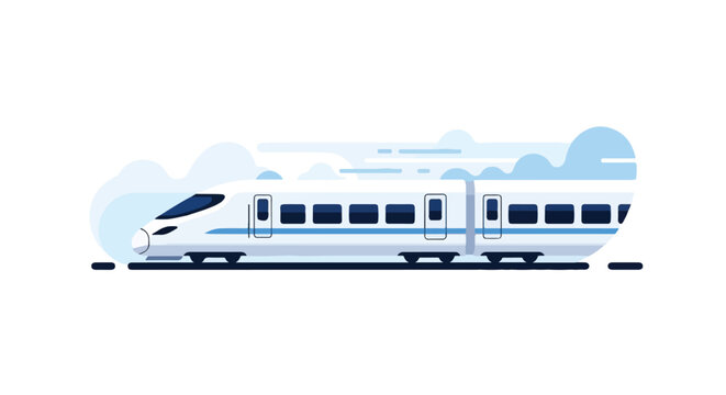High Speed Express Train Railway Flat Vector Illustration on White Background