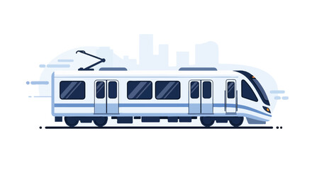 Electic Commuter Line MRT Train Flat Vector Illustration on White Background