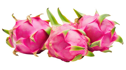 Fresh pink dragon fruit isolated on transparent background, tropical fruit, exotic produce