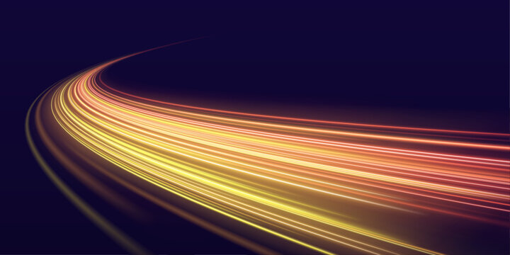 Vivid orange acceleration lines cut through the dark space with blazing glow and sharp perspective depth. A striking speed illustration for modern visuals vector