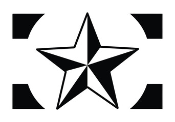Obraz premium Vector illustration Black and White Nautical Star Emblem with Corner Accents