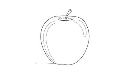 Obraz premium Simple apple line drawing illustration, fresh fruit outline sketch, healthy food concept