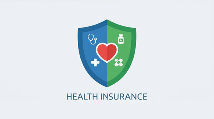 Obraz premium Health Insurance Shield Icon with Medical Symbols