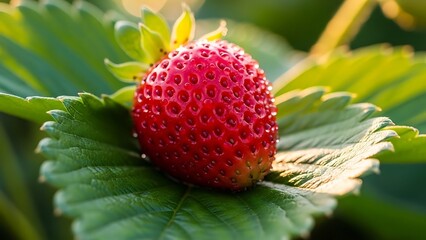 Close up of a ripe red strawberry