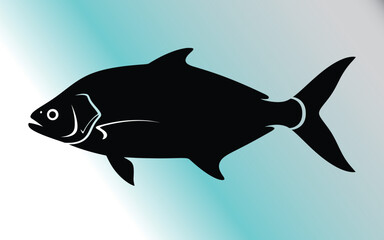 Obraz premium A silhouette vectorized fish for decoration.