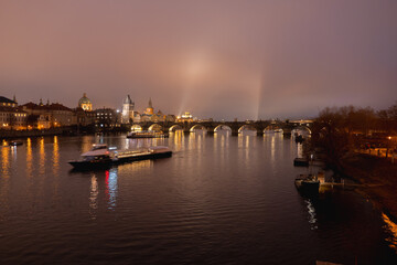 Naklejka premium Prague, Czechia - 12.04.2025 - Prague at Night