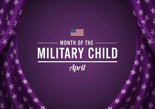 Month of the Military Child April Purple Banner with Stars