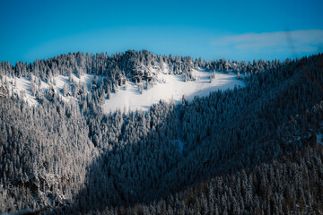 Jasn&aacute; ski resort in the Low Tatras Mountains, located in the Liptov region of Slovakia. Snow-covered peaks, alpine slopes, and winter landscape create a popular destination for skiing
