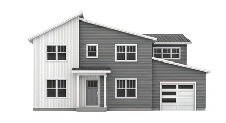 Modern Two-Story House with Mixed Siding and Garage