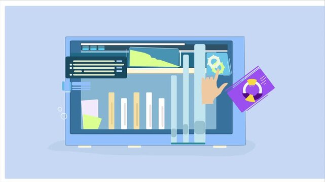 Maintain Business dashboard data with monitoring, mange info with virtual operate system, video animation