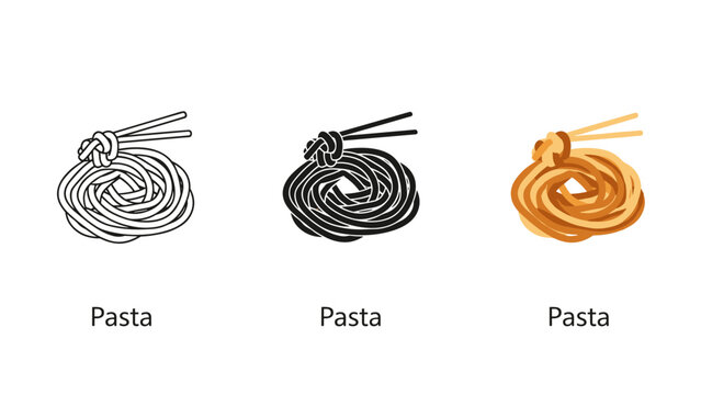 A black and white and orange drawing of noodles Vector
