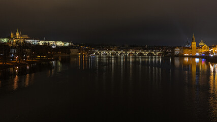 Fototapeta premium Prague, Czechia - 12.16.2026: Prague at Night
