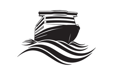 Luxury ship silhouette with white background