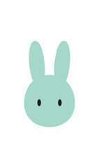 Fototapeta premium Cartoon bunny head isolated on black background minimalist design