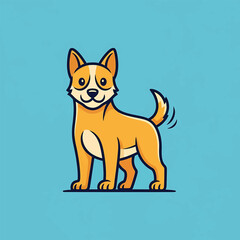 Obraz premium Cute cartoon dog standing on a blue background.