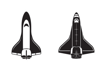 Space shuttle silhouette with white background