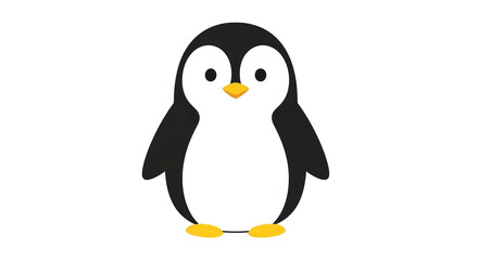 Obraz premium A cartoon penguin standing on a transparent background with a black and white body