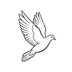 Obraz premium High quality, professional, modern flying dove with wings spread wide in mid air background, concept, illustration, design