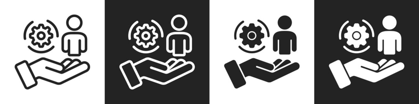 Employee Line And Solid Icon In White And Black Background
