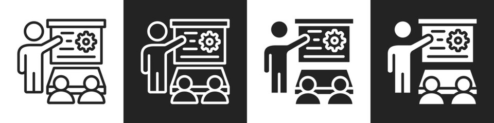 Training Icon Line And Solid Icon In White And Black Background