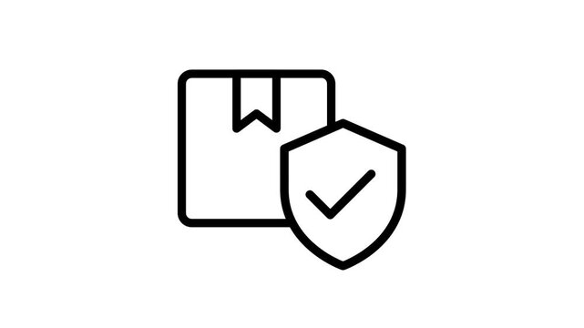 Animated safe delivery box and shield icon