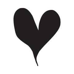 Black Silhouette Vector Heart On White Background.