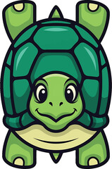 Obraz premium Cute cartoon turtle illustration with a friendly face.