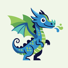 Fototapeta premium Cute Blue Dragon Character Illustration.