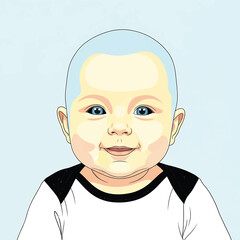 Obraz premium Close up portrait of a happy baby with blue eyes.