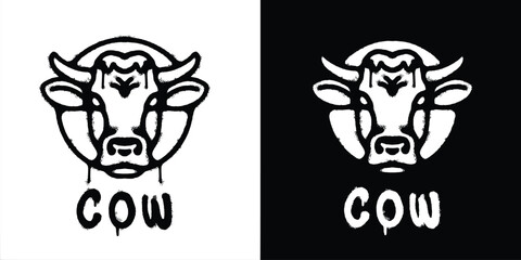 Graffiti cow logo vector design