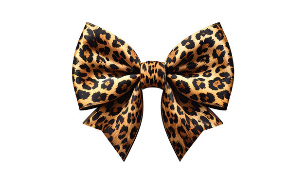 A large, luxurious bow with a classic leopard print pattern against a black background