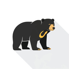 Obraz premium Black Bear Graphic Illustration with Golden Chain.